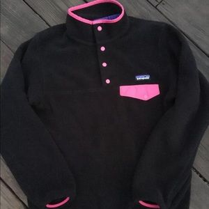 Patagonia Black & Pink Snap T Pullover Fleece